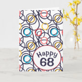 68歳の誕生日のためのファンキーな落書き カード (黄色い花)
