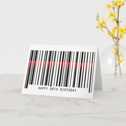 68歳の誕生日バーコード付きレーザーカード カード (黄色い花)