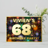 68歳の誕生日パーティー - 面白くてカラフルな花火 箔招待状 (立ち正面)