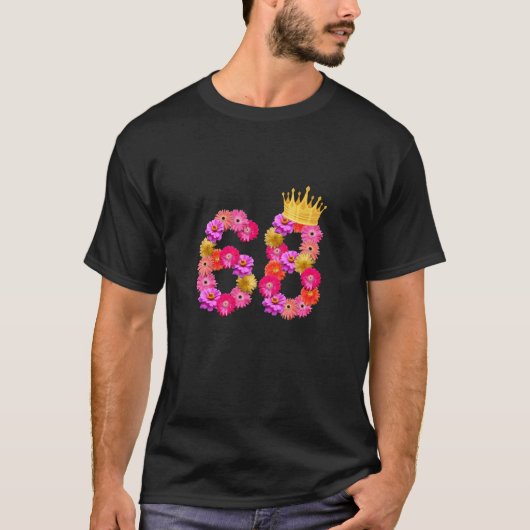 68歳の誕生日女性フラワークラウンマイ68t tシャツ (正面)