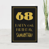 68歳の誕生日 ~ アートデコ風のデザイン「68」&名前 カード (正面)