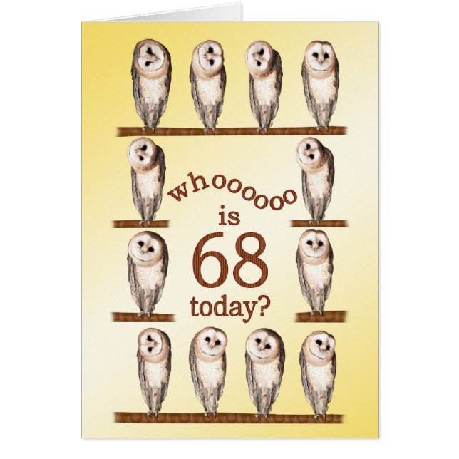 68歳の誕生日、奇妙なフクロカード。 (正面)