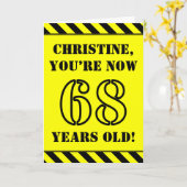 68歳の誕生日:楽しいステンシルスタイルのテキスト、カスタム名 カード (黄色い花)