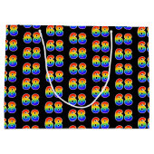 68歳の誕生日：楽しい虹のイベント番号68パターン ラージペーパーバッグ (裏面)