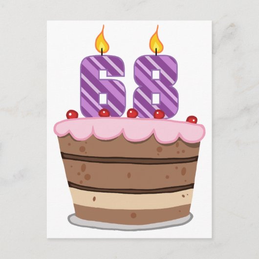 68歳オンお誕生日ケーキ ポストカード (正面)