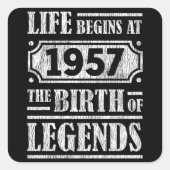 68歳1957年誕生伝説68誕生日 スクエアシール (正面)