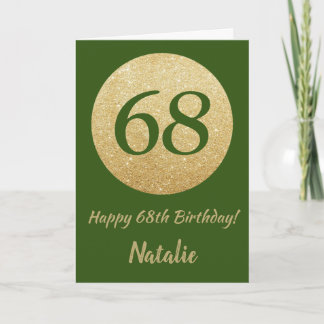68番目の誕生日グリーンと金ゴールドグリッターカード カード