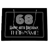 68番目の誕生日:インスパイアアールデコの「68」の外観と名前 ラージペーパーバッグ (正面)