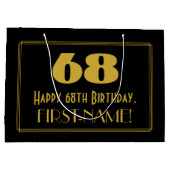 68番目の誕生日:インスパイアアールデコの「68」の外観と名前 ラージペーパーバッグ (裏面)