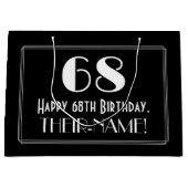 68番目の誕生日:インスパイアアールデコスタイル「68」、名前 ラージペーパーバッグ (正面)