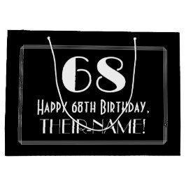 68番目の誕生日:インスパイアアールデコスタイル「68」、名前 ラージペーパーバッグ