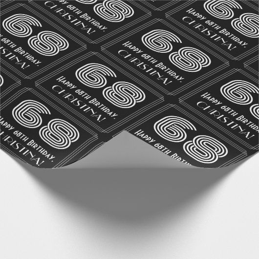 68番目の誕生日:インスパイアアールデコ「68」を見る/名前 ラッピングペーパー (角)