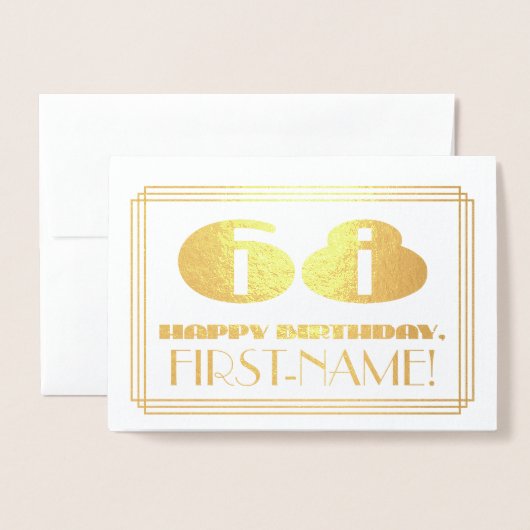 68番目の誕生日、名前+アールデコインスパイア「68」の外観 箔カード (封筒付き正面)