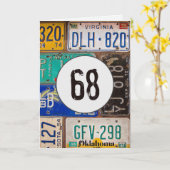 68誕生日のヴィンテージライセンスプレート カード (黄色い花)