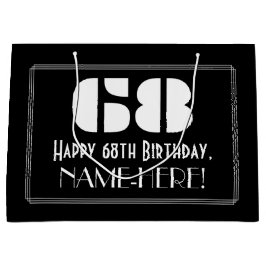 68誕生日インスパイア～アールデコルック"68" +名前 ラージペーパーバッグ