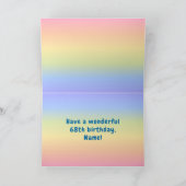 68誕生日カラフル:虹# 68、名前をカスタムする カード (内部)