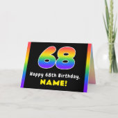 68誕生日カラフル:虹# 68、名前をカスタムする カード (正面)