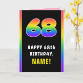 68誕生日カラフル:虹# 68、名前をカスタムする カード (黄色い花)