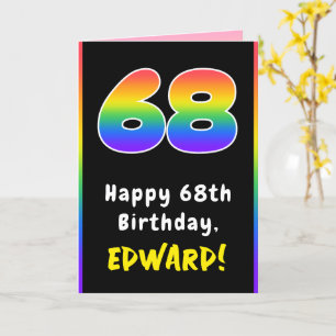 68誕生日カラフル：虹# 68、名前をカスタムする カード