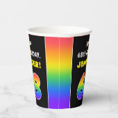 68誕生日カラフル：虹# 68、名前をカスタムする 紙コップ (右)