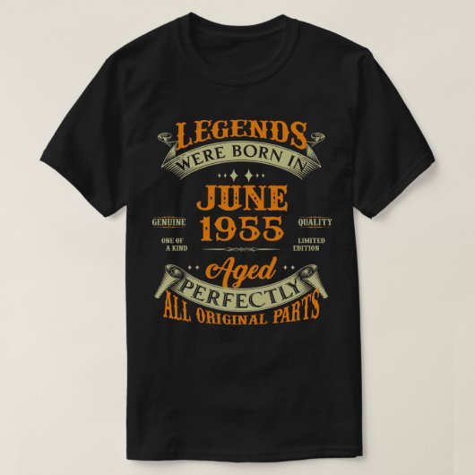 68誕生日ギフト生まれレジェンド1955年6月68Ye Tシャツ (デザイン正面)