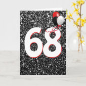 68誕生日バルーンをブラックグリッターカードに カード (黄色い花)