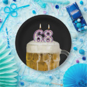 68誕生日ビールオンブラック紙プレート ペーパープレート (パーティー)