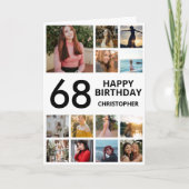 68誕生日フォトコラージュ13枚白黒 カード (正面)