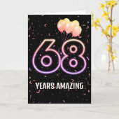 68誕生日風船と紙吹雪 カード (黄色い花)