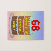 68誕生日:おもしろいケーキとキャンドル+名前をカスタムする ジグソーパズル (横)