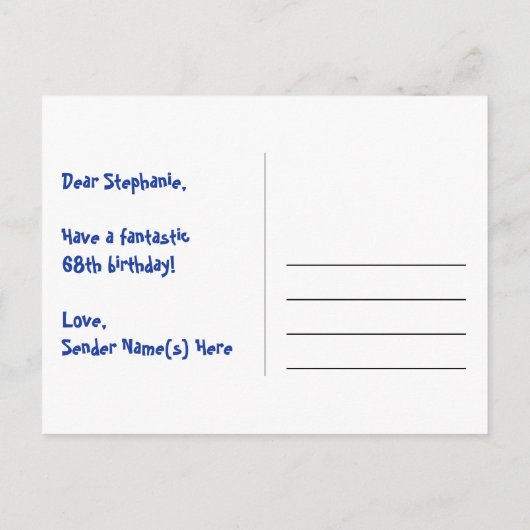 68誕生日:おもしろいハートパターン,レインボー68 ポストカード (裏面)