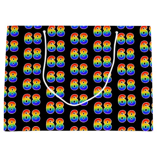 68誕生日:おもしろいレインボーイベントナンバー68パターン ラージペーパーバッグ (正面)