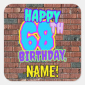 68誕生日-おもしろい、アーバングラフィティインスパイアルック スクエアシール (正面)