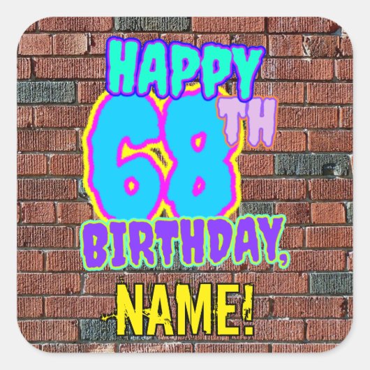 68誕生日-おもしろい、アーバングラフィティインスパイアルック スクエアシール (正面)