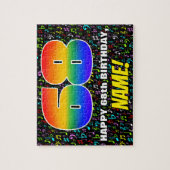 68誕生日:おもしろい、カラフル音楽シンボル、「68」 ジグソーパズル (縦)