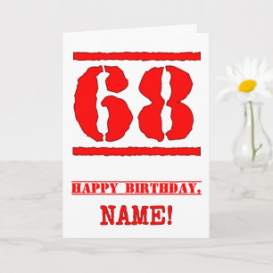 68誕生日:おもしろい、赤ゴムスタンプルックインスパイアス カード