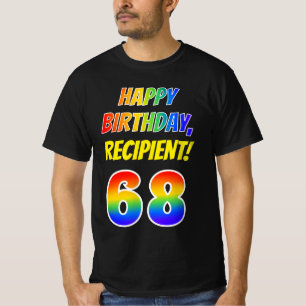 68誕生日— はっきりしたおもしろい、レインボー68、名前をカスタムする Tシャツ