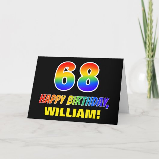 68誕生日:はっきりした,おもしろい,シンプル虹， 68 カード (正面)
