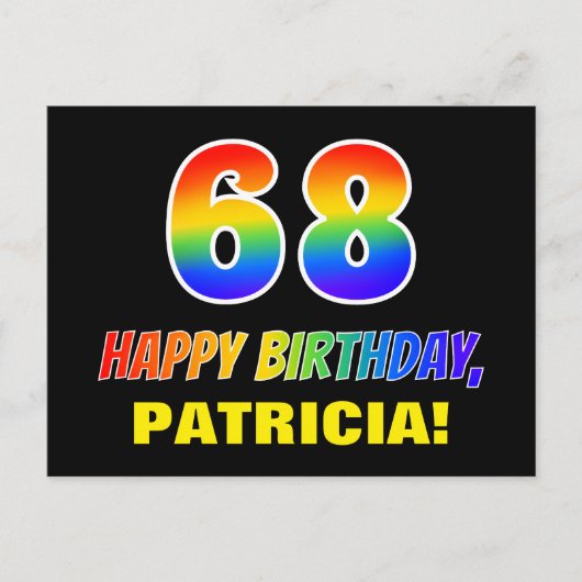 68誕生日:はっきりした,おもしろい,シンプル虹, 68 ポストカード (正面)