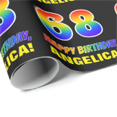 68誕生日:はっきりした,おもしろい,シンプル虹, 68 ラッピングペーパー (ロールコーナー)