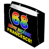 68誕生日:はっきりした,おもしろい,シンプル虹， 68 ラージペーパーバッグ (裏面アングル)