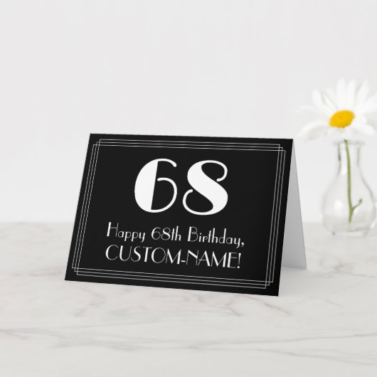 68誕生日~アールデコインスパイアルック"68",名前 カード (小さな植物)