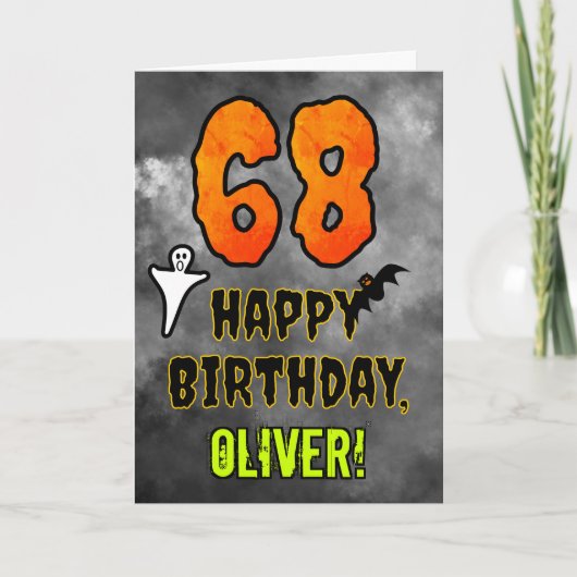 68誕生日:エリーハロウィーンテーマ+名前をカスタムする カード (正面)