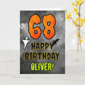 68誕生日:エリーハロウィーンテーマ+名前をカスタムする カード (黄色い花)