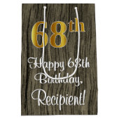 68誕生日:エレガントフェイク金ゴールドルック#,フェイク Wood ミディアムペーパーバッグ (裏面)