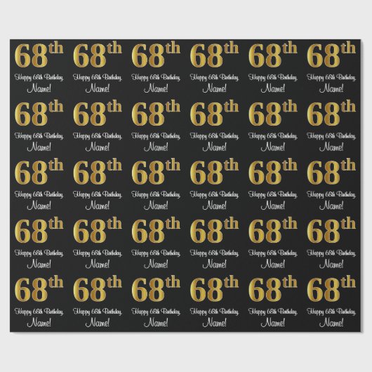 68誕生日:エレガント豪華なフェイク金ゴールドルック# ラッピングペーパー (フラット)