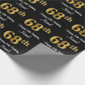 68誕生日:エレガント豪華なフェイク金ゴールドルック# ラッピングペーパー (角)