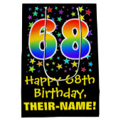 68誕生日:カラフルスターズパターン&レインボー68 ミディアムペーパーバッグ (裏面)