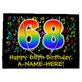 68誕生日-カラフル音楽シンボル， Rainbow 68 ラージペーパーバッグ (裏面)