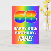 68誕生日: カラフル、おもしろいレインボーパターン# 68 カード (黄色い花)